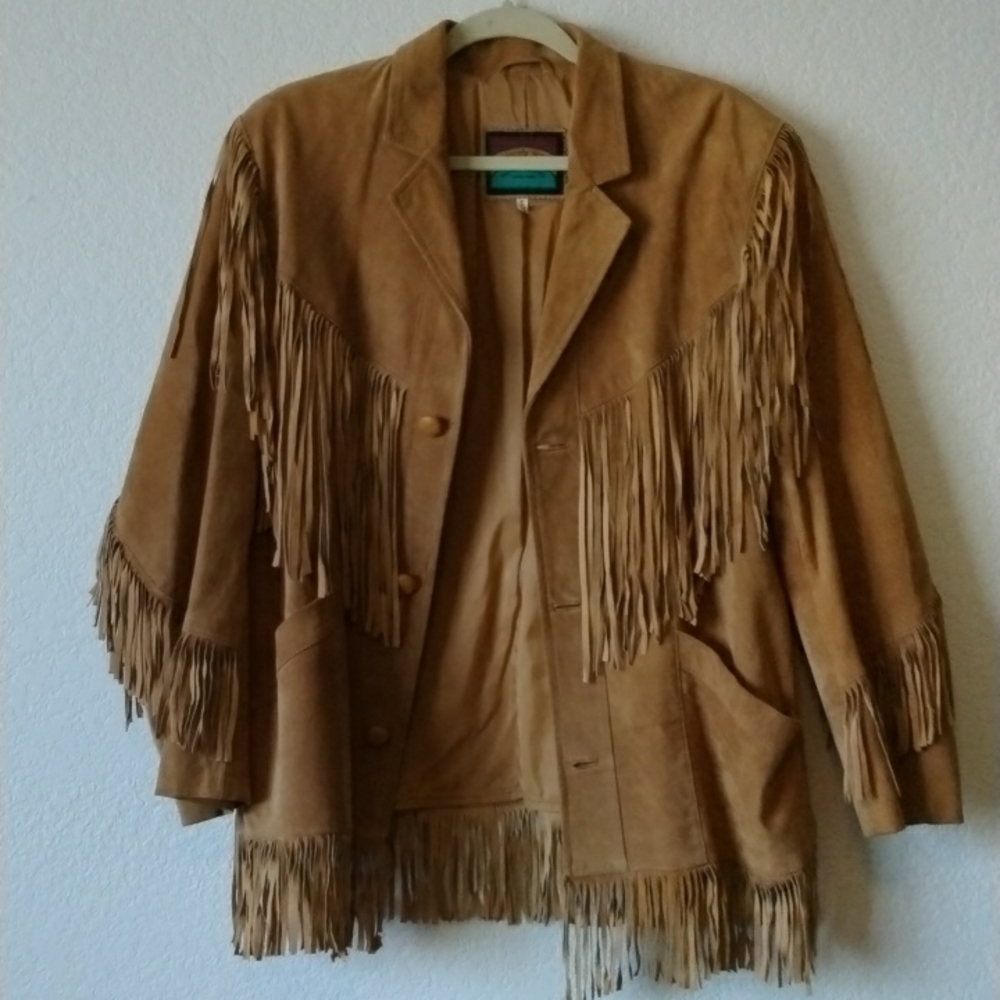 Pioneer wear vintage  fringe leather jacket size medium